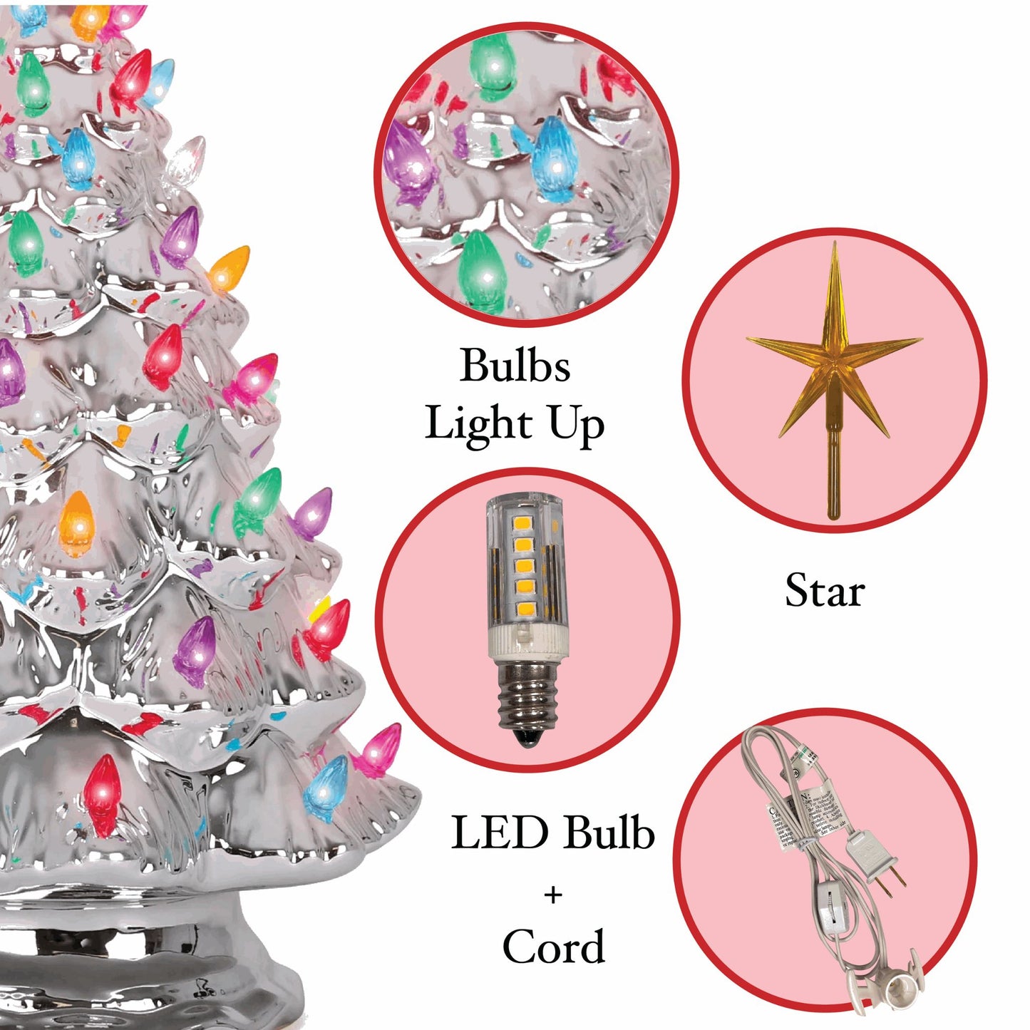 Silver Ceramic Christmas Tree - Large