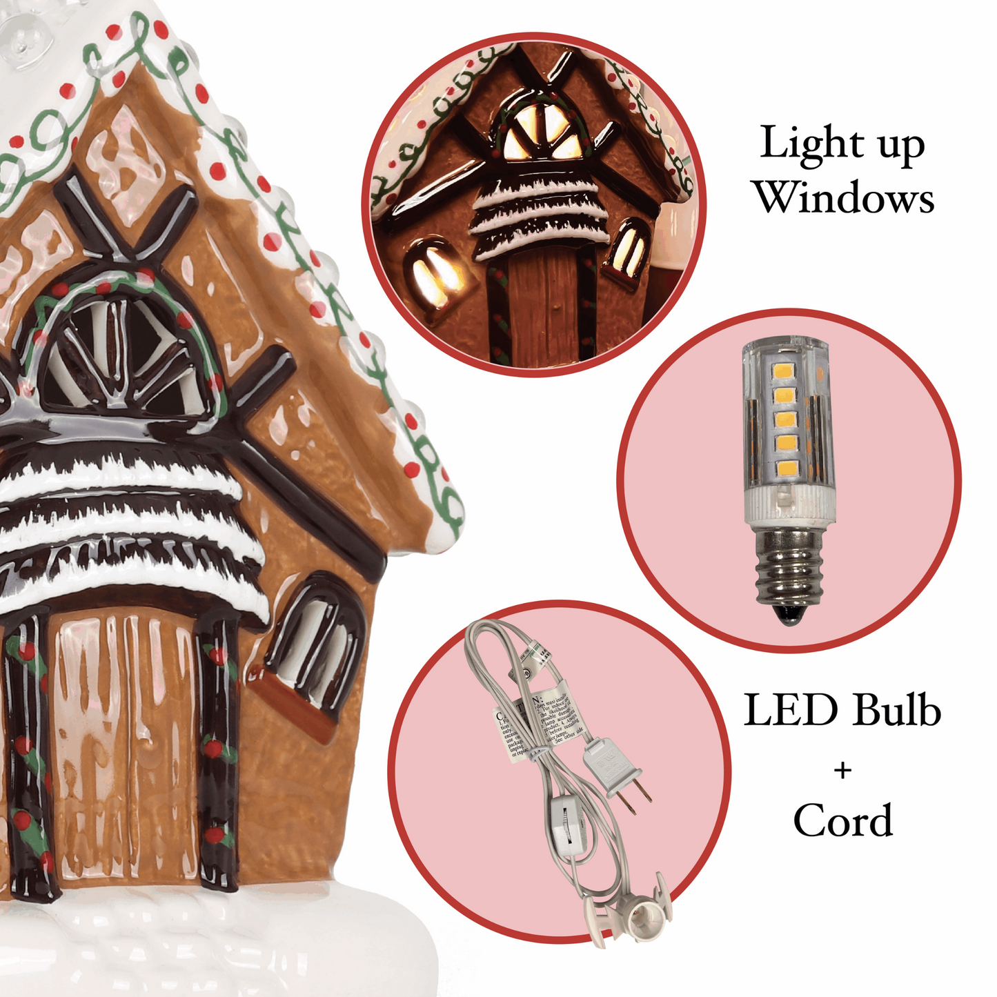 Lighted Ceramic Lighted Gingerbread House