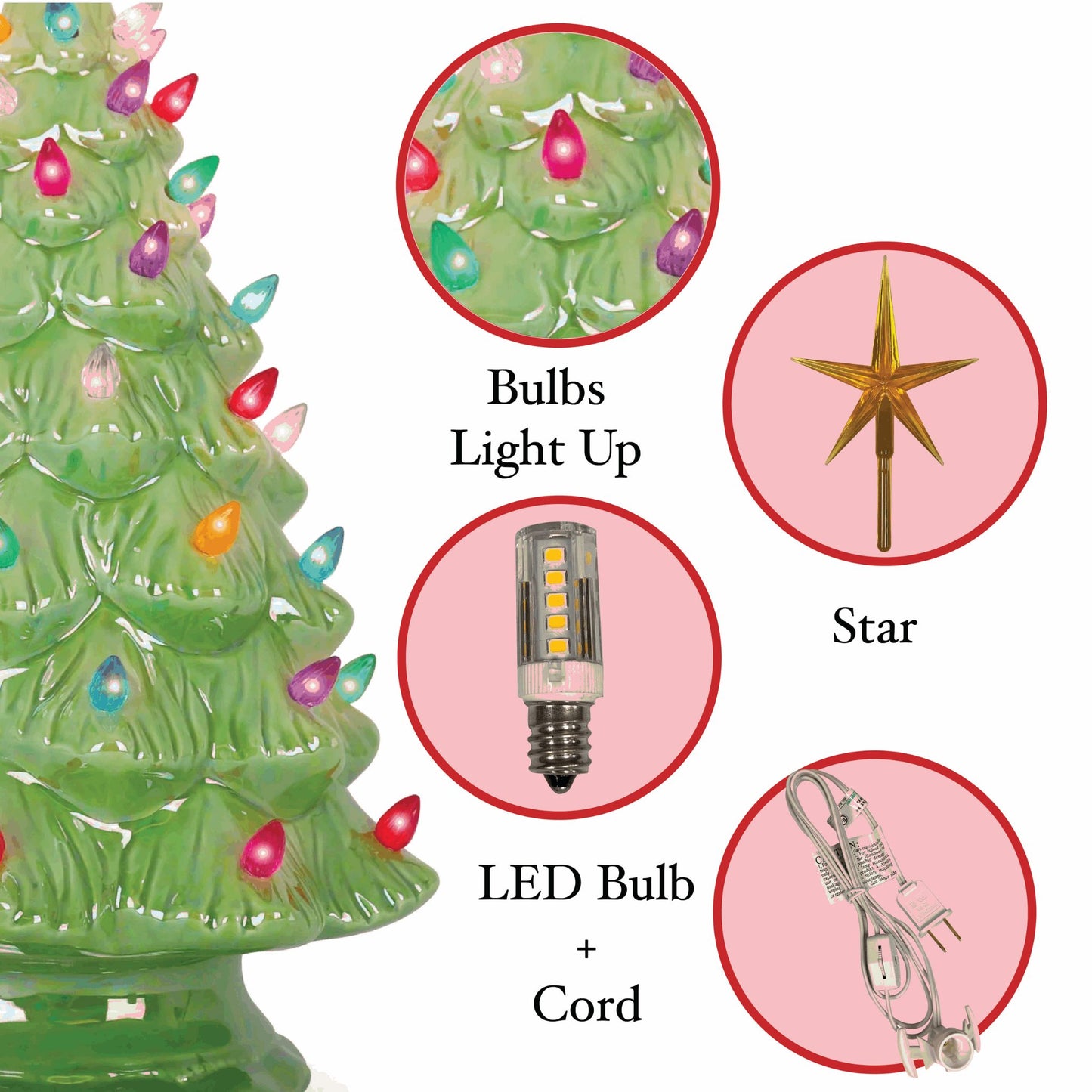 Pearl Green Ceramic Christmas Tree - Large
