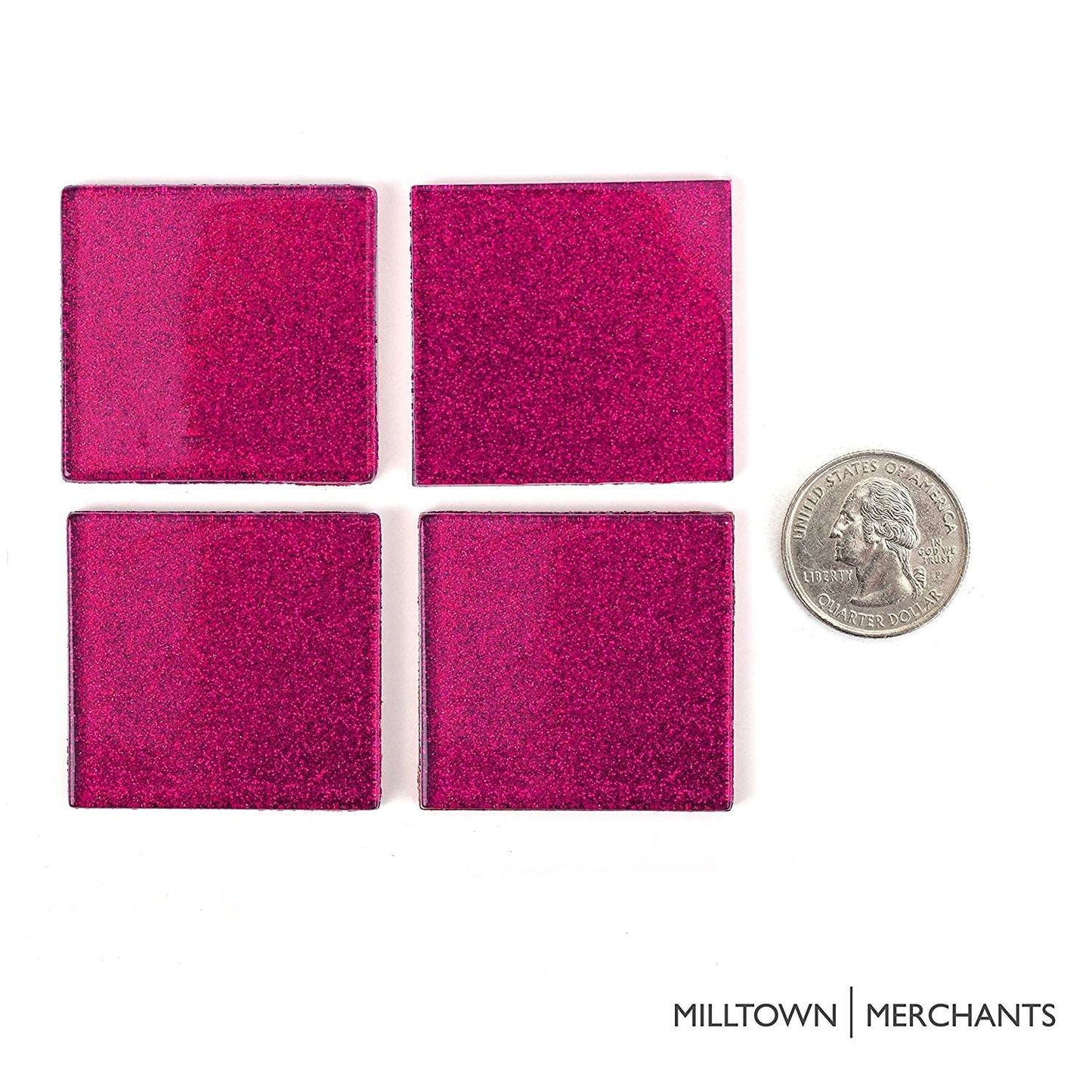 Hot Pink Glitter Tile 48mm