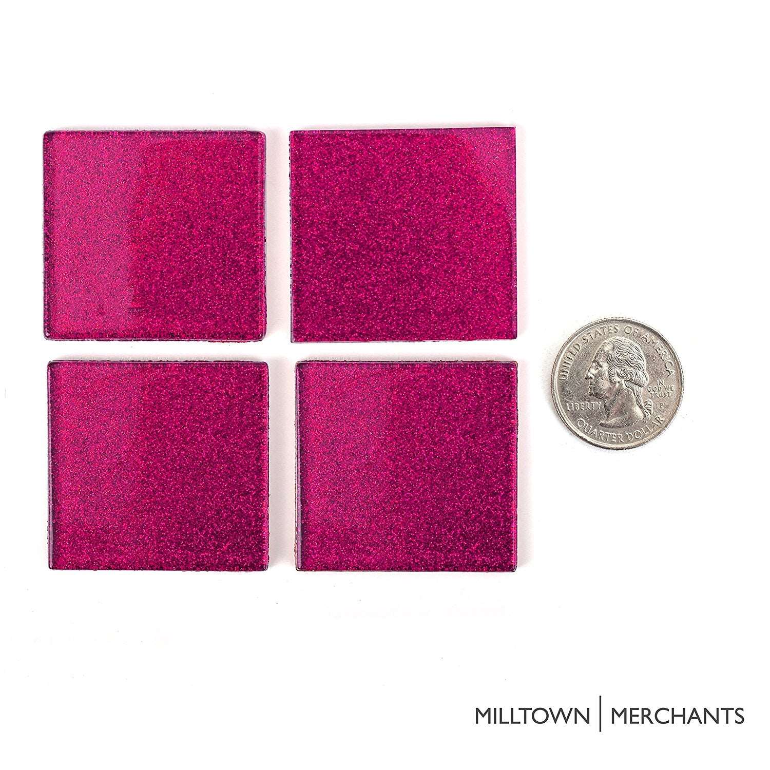 Hot Pink Glitter Tile 48mm