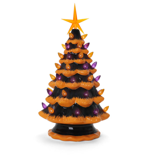 Orange Halloween Ceramic Christmas Tree