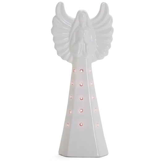 White Ceramic Angel High Gloss Light Up