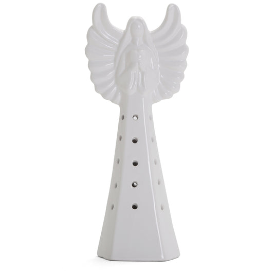 White Ceramic Angel High Gloss Light Up