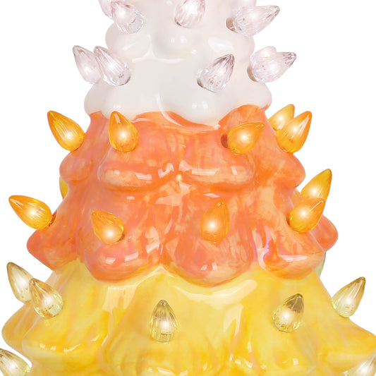 Lighted Ceramic Christmas Tree - Candy Corn - Medium