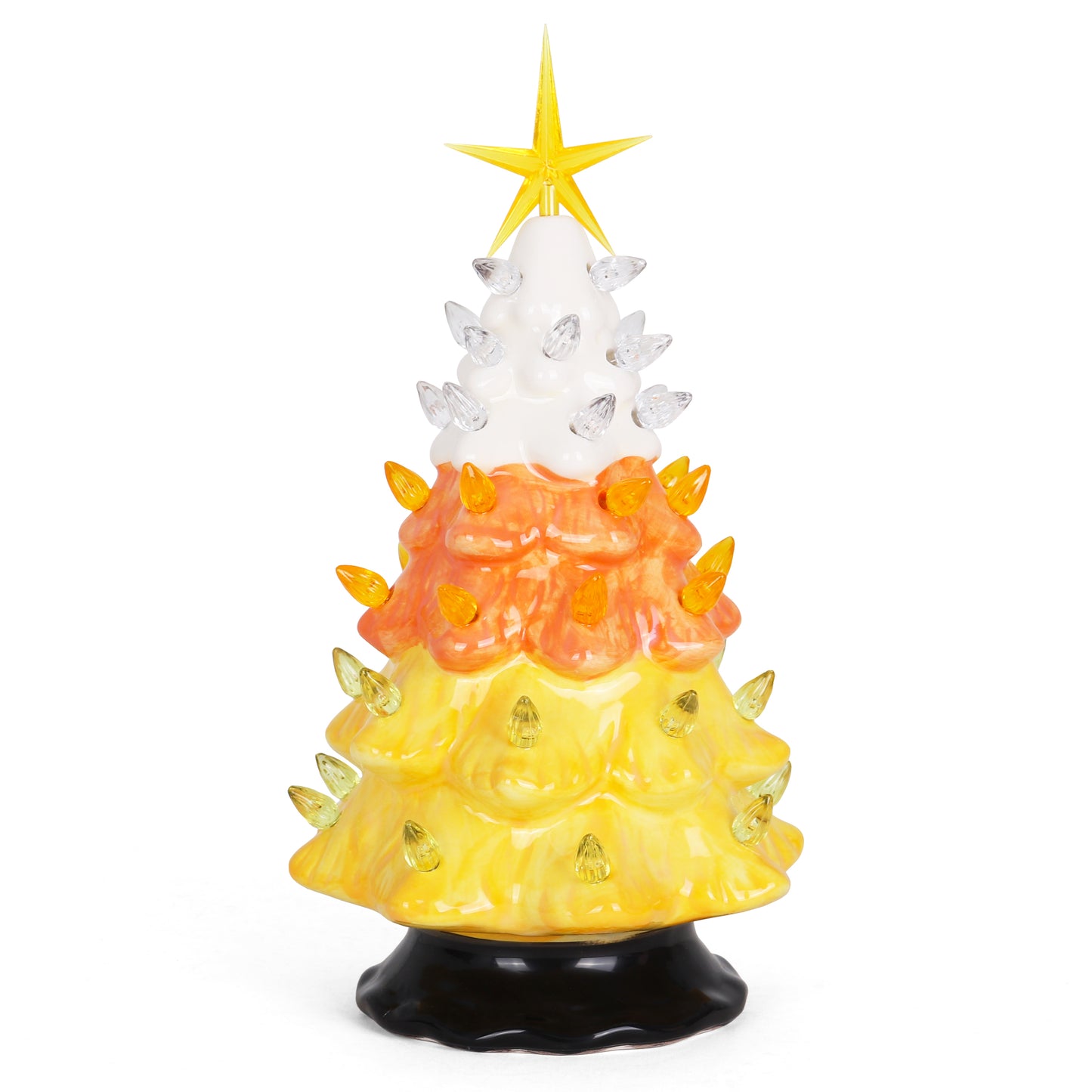Lighted Ceramic Christmas Tree - Candy Corn - Medium