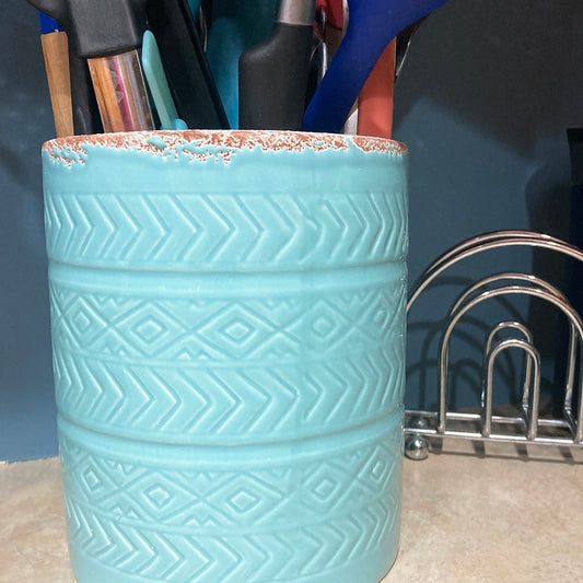 Bohemian Utensil Holder - Turquoise