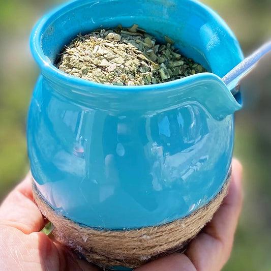 Modern Mate Gourd and Bombilla Set - Aqua Blue