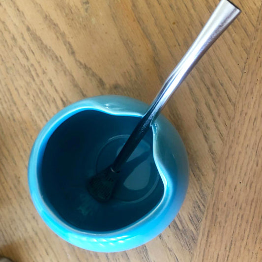 Mate Gourd and Bombilla Set - Aqua Blue