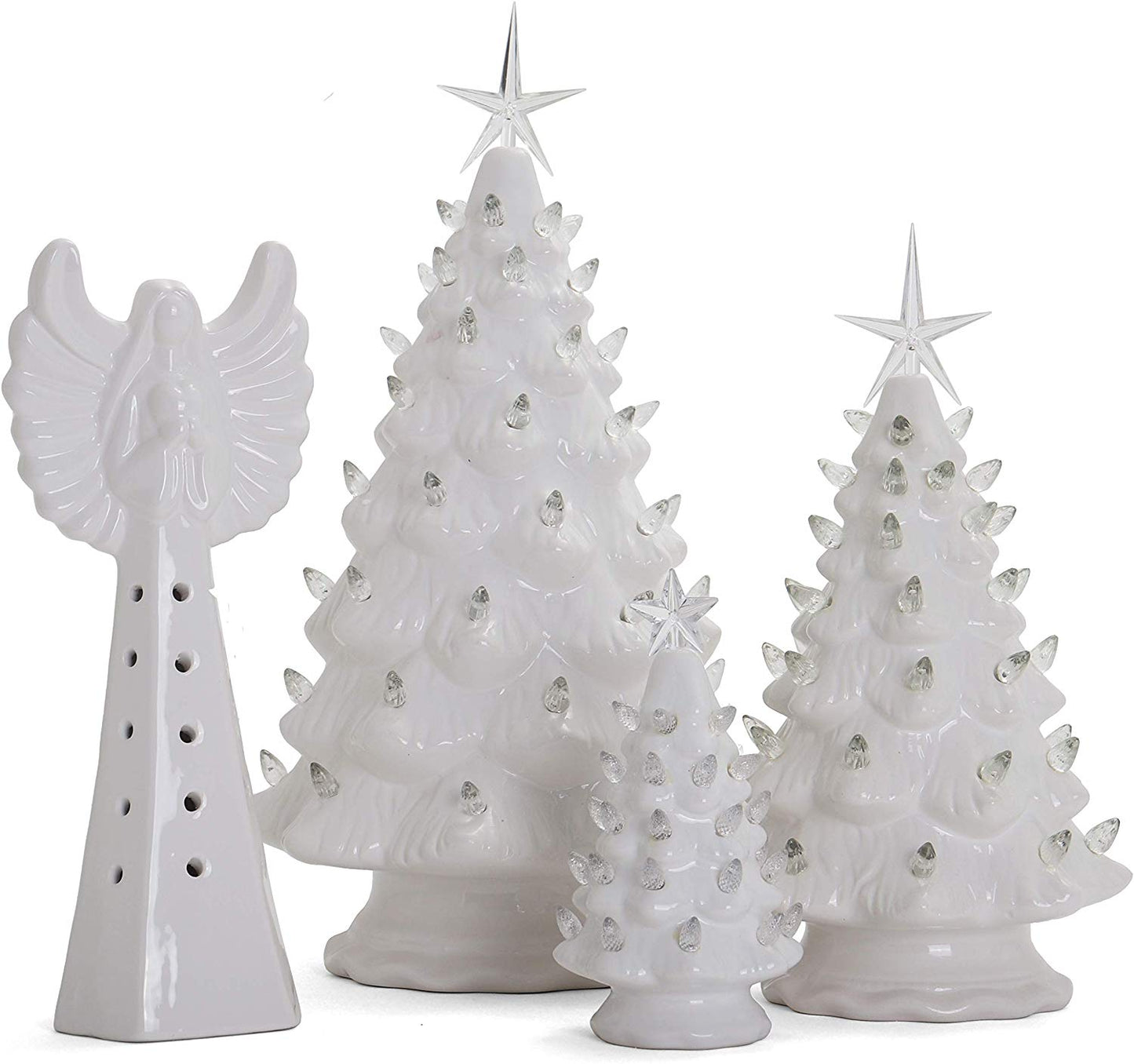 White Ceramic Angel High Gloss Light Up