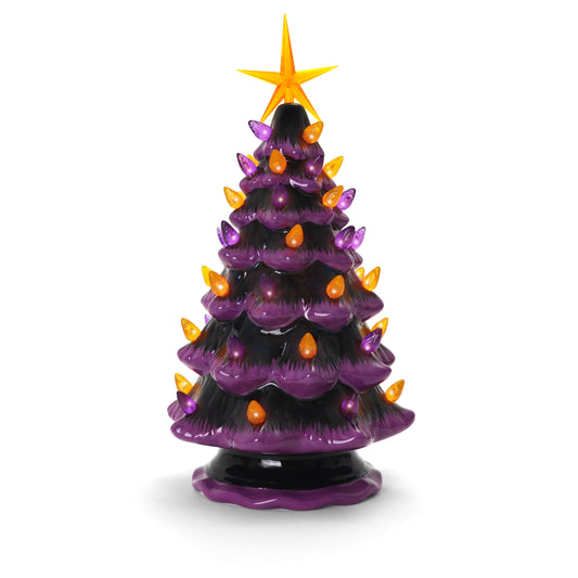 Purple Halloween Ceramic Christmas Tree