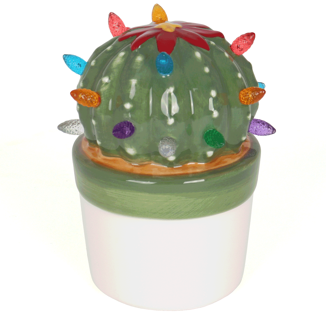 Ceramic Christmas Cactus Ball with Lights