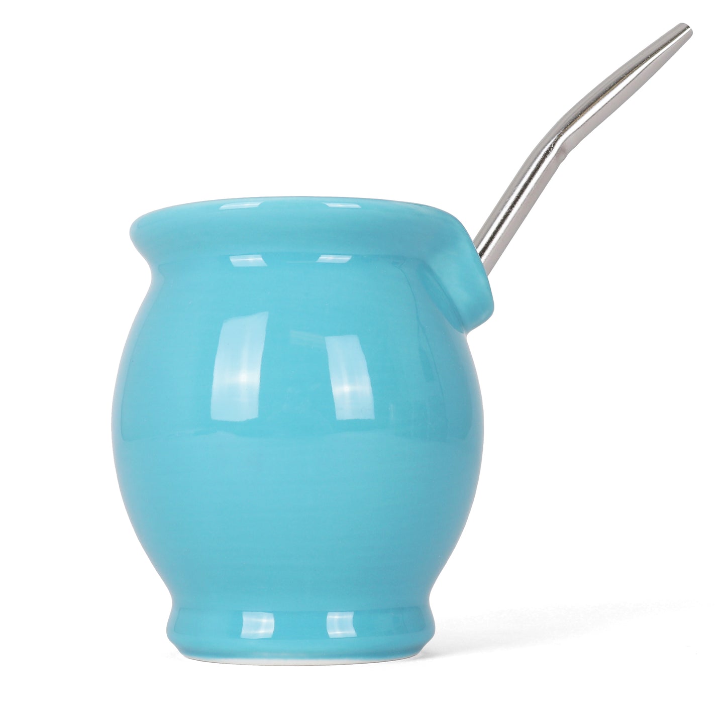 Modern Mate Gourd and Bombilla Set - Aqua Blue