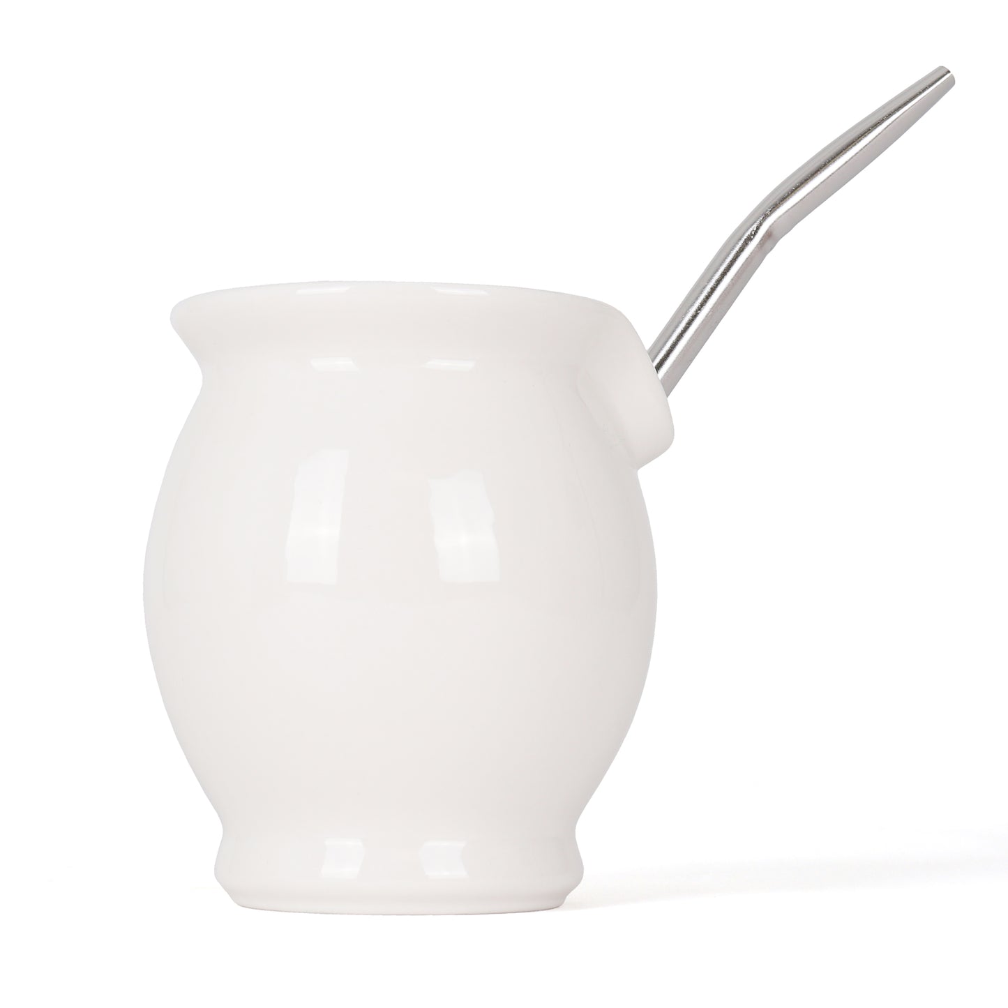 Modern Mate Gourd and Bombilla Set - White