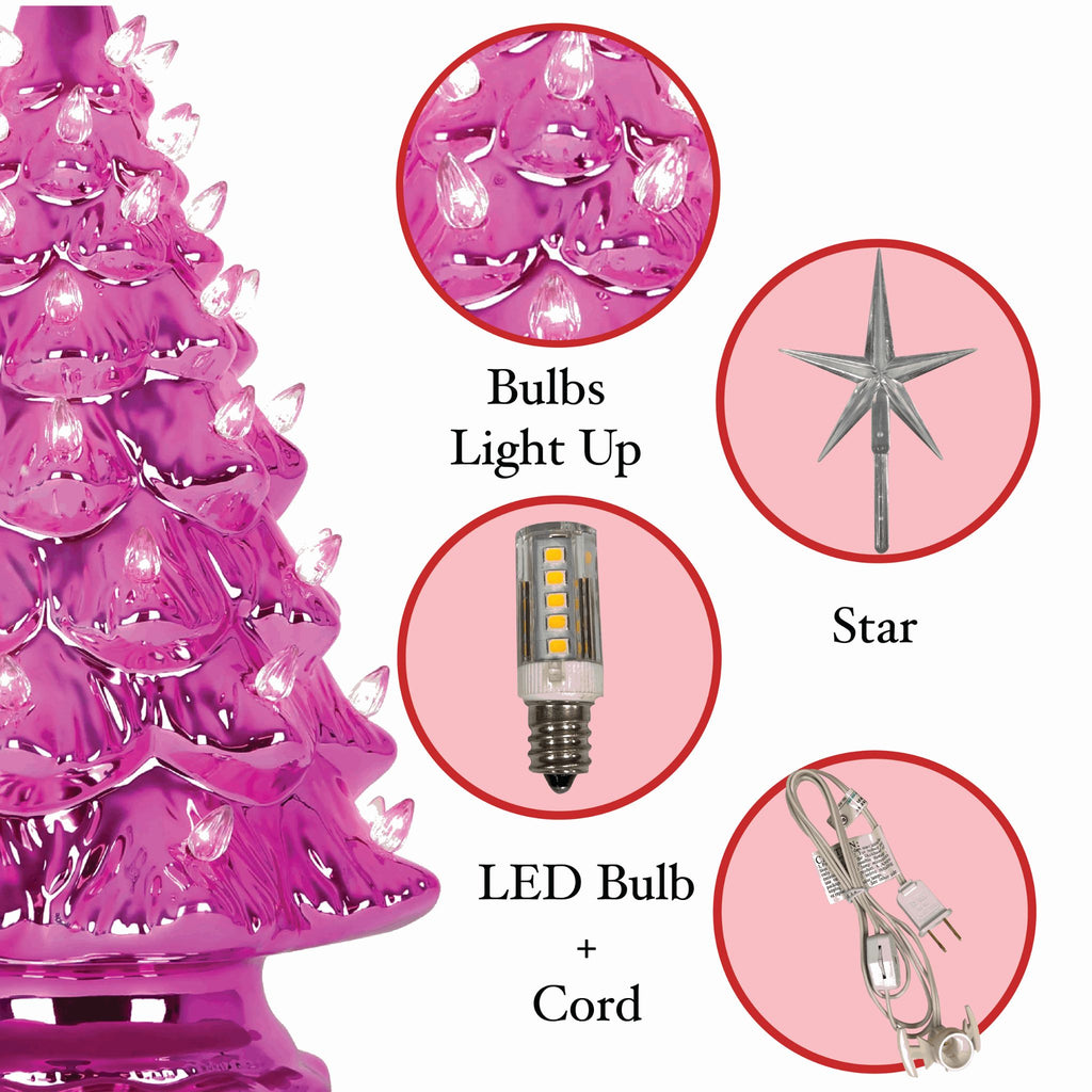 15.5" Pink Pearl Ceramic Christmas Tree