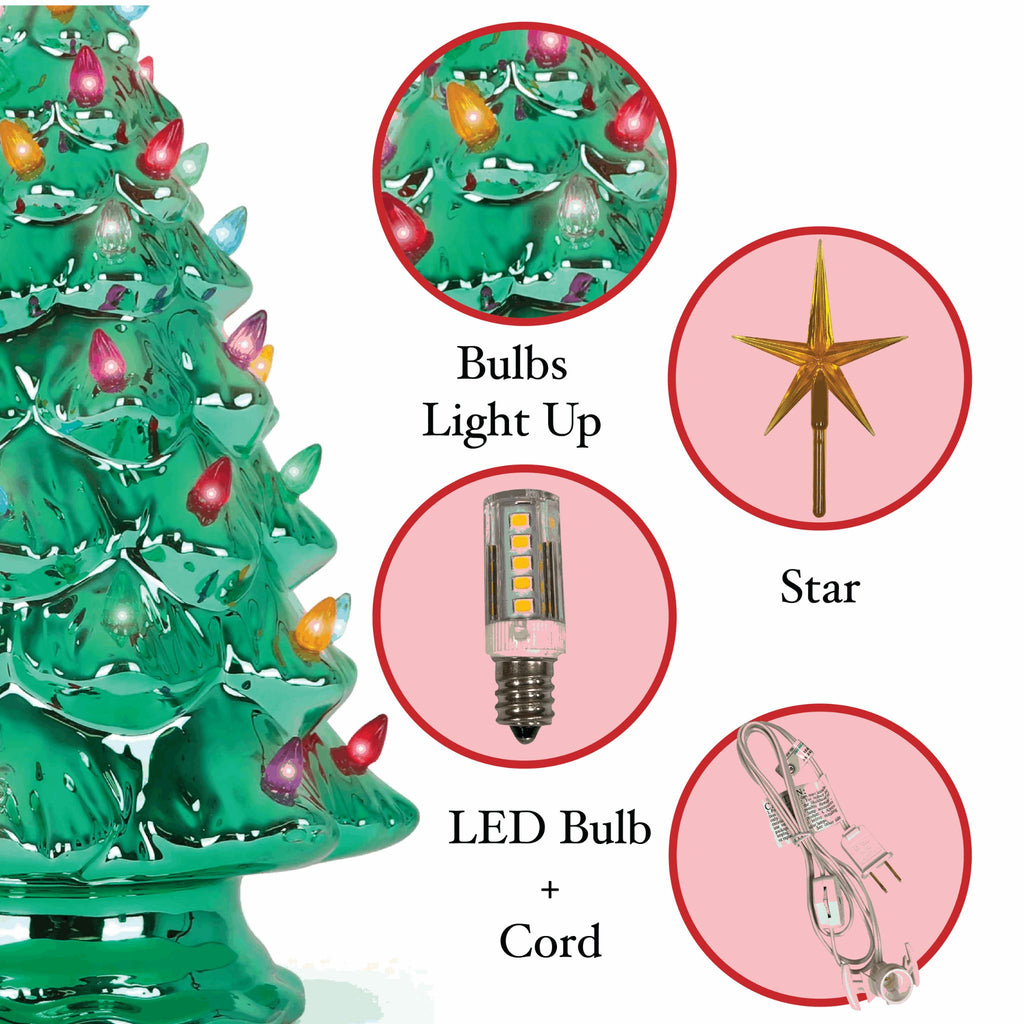 11.5" Emerald Pearl Ceramic Christmas Tree