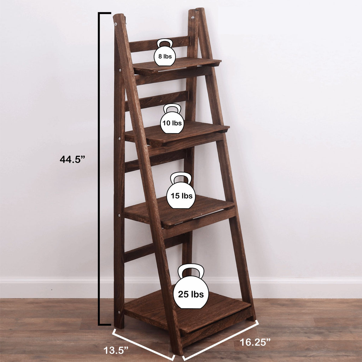 45.5" Brown 4-Tier Ladder Shelf