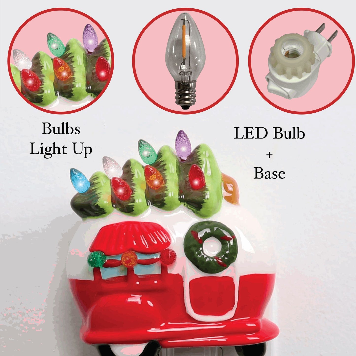 Ceramic Christmas Tree Night Light Camper