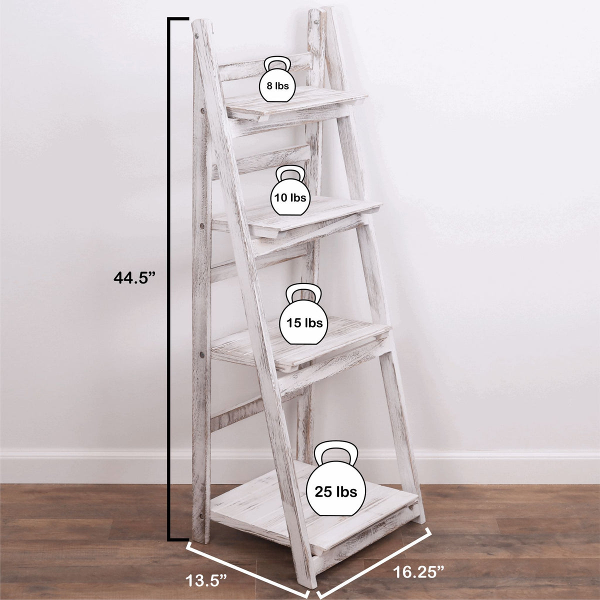 45.5" White 4-Tier Ladder Shelf