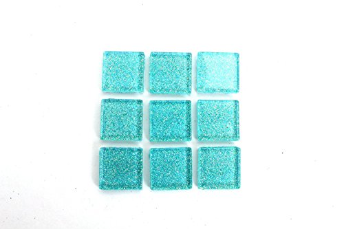 Ice Aqua Blue Glitter Tile 20 mm