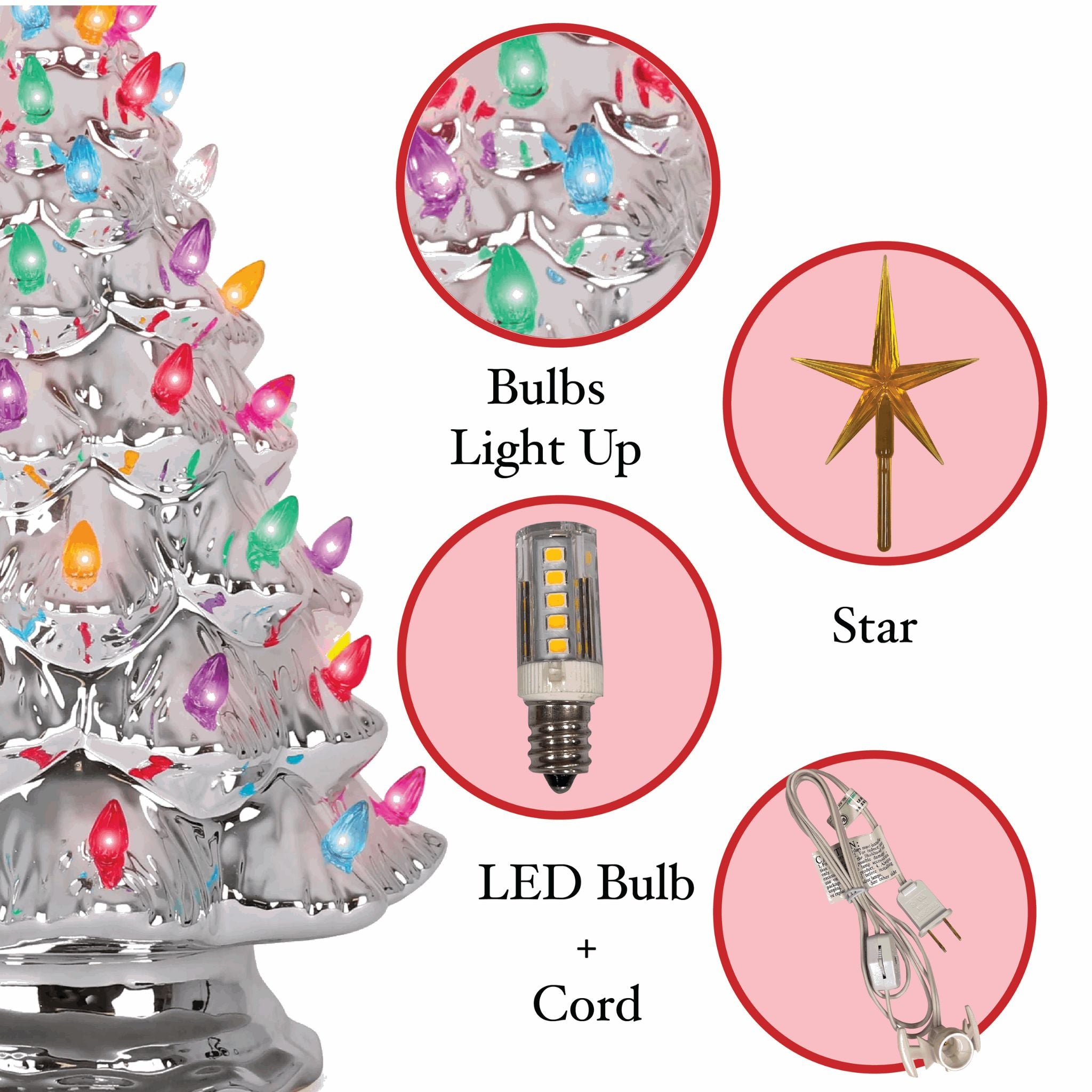 Silver Ceramic Christmas Tree - Large