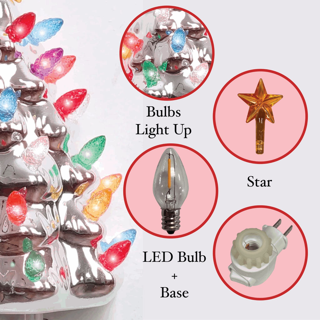 Silver Ceramic Christmas Tree Night Light