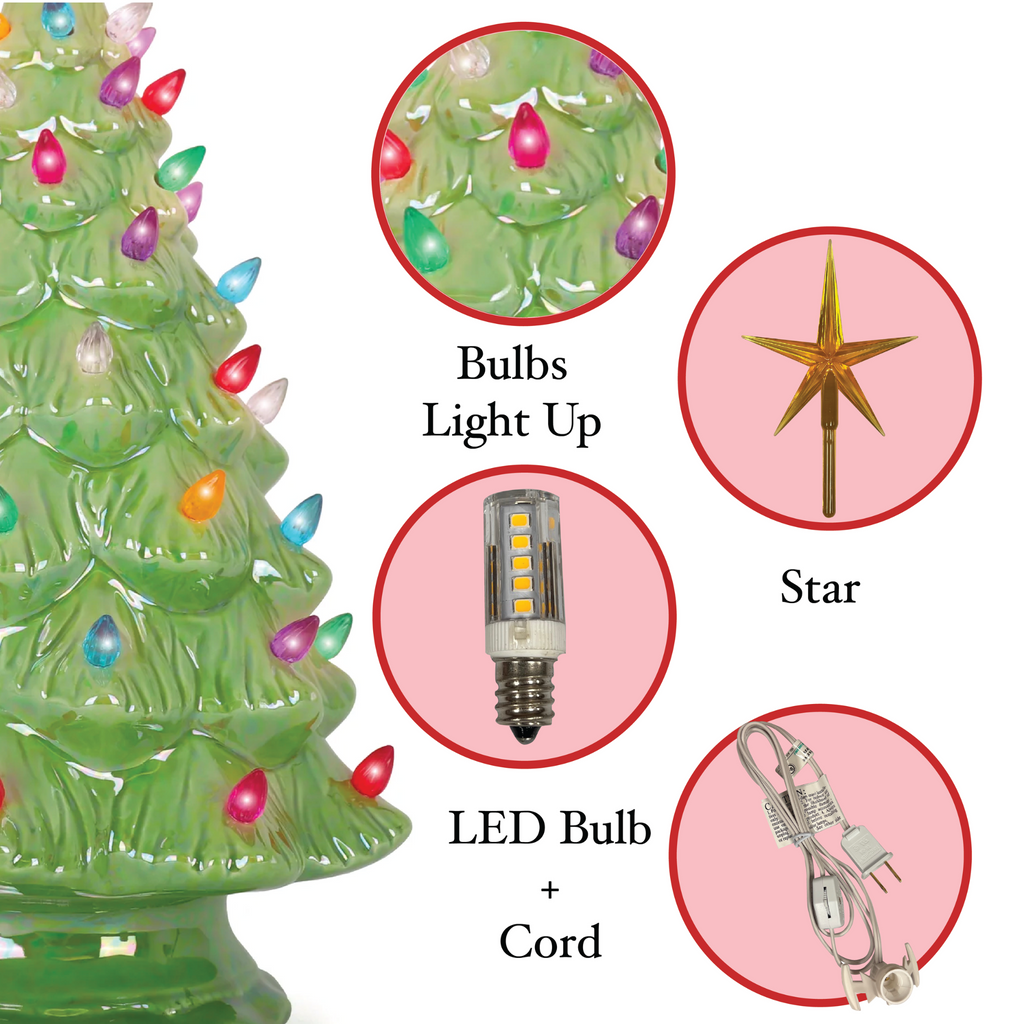 11.5" Pearl Green Ceramic Christmas Tree