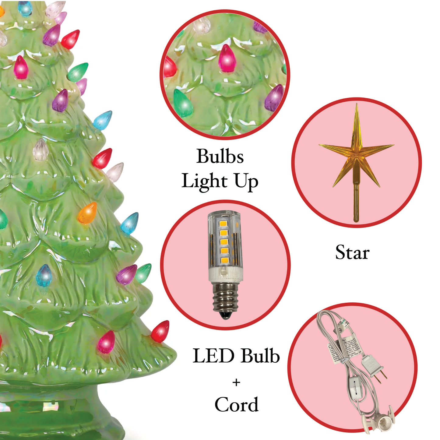 Pearl Green Ceramic Christmas Tree - Medium