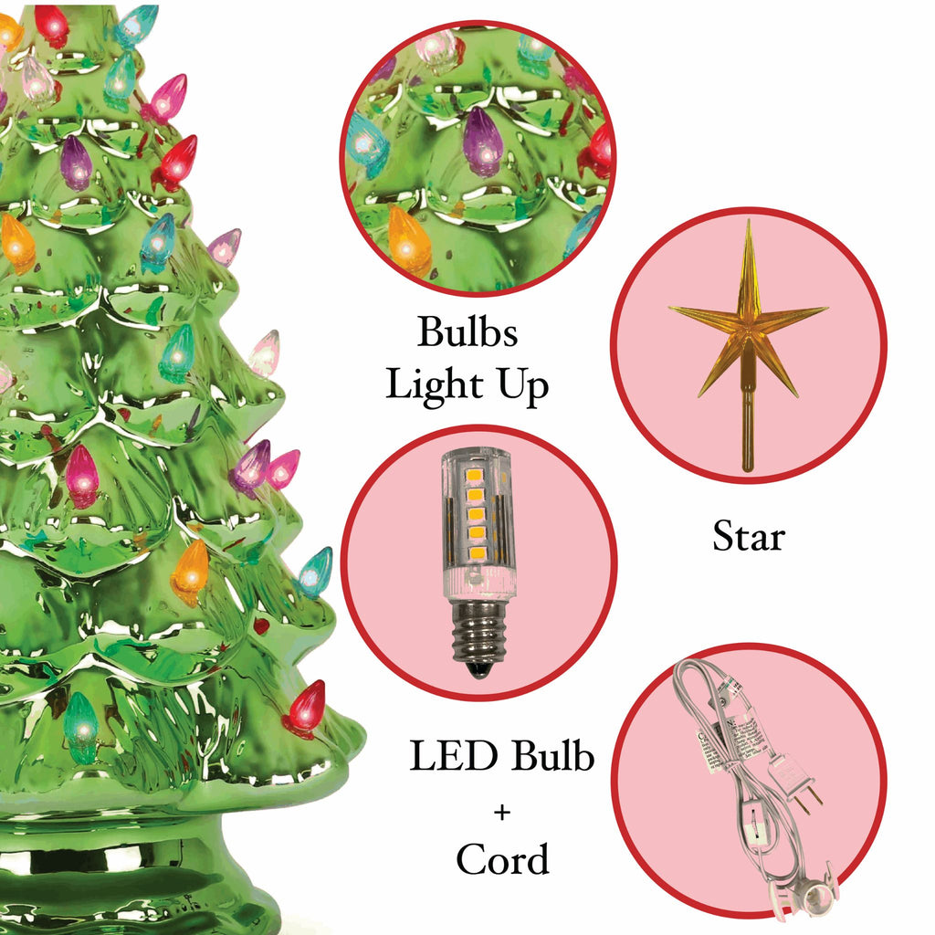 15.5" Pearl Olive Ceramic Christmas Tree