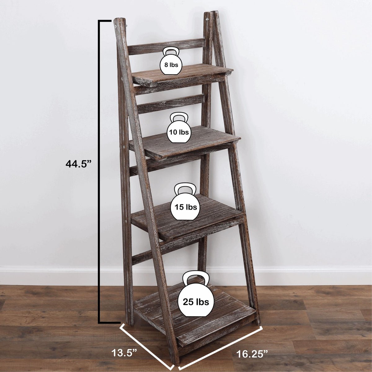 45.5" Umber 4-Tier Ladder Shelf