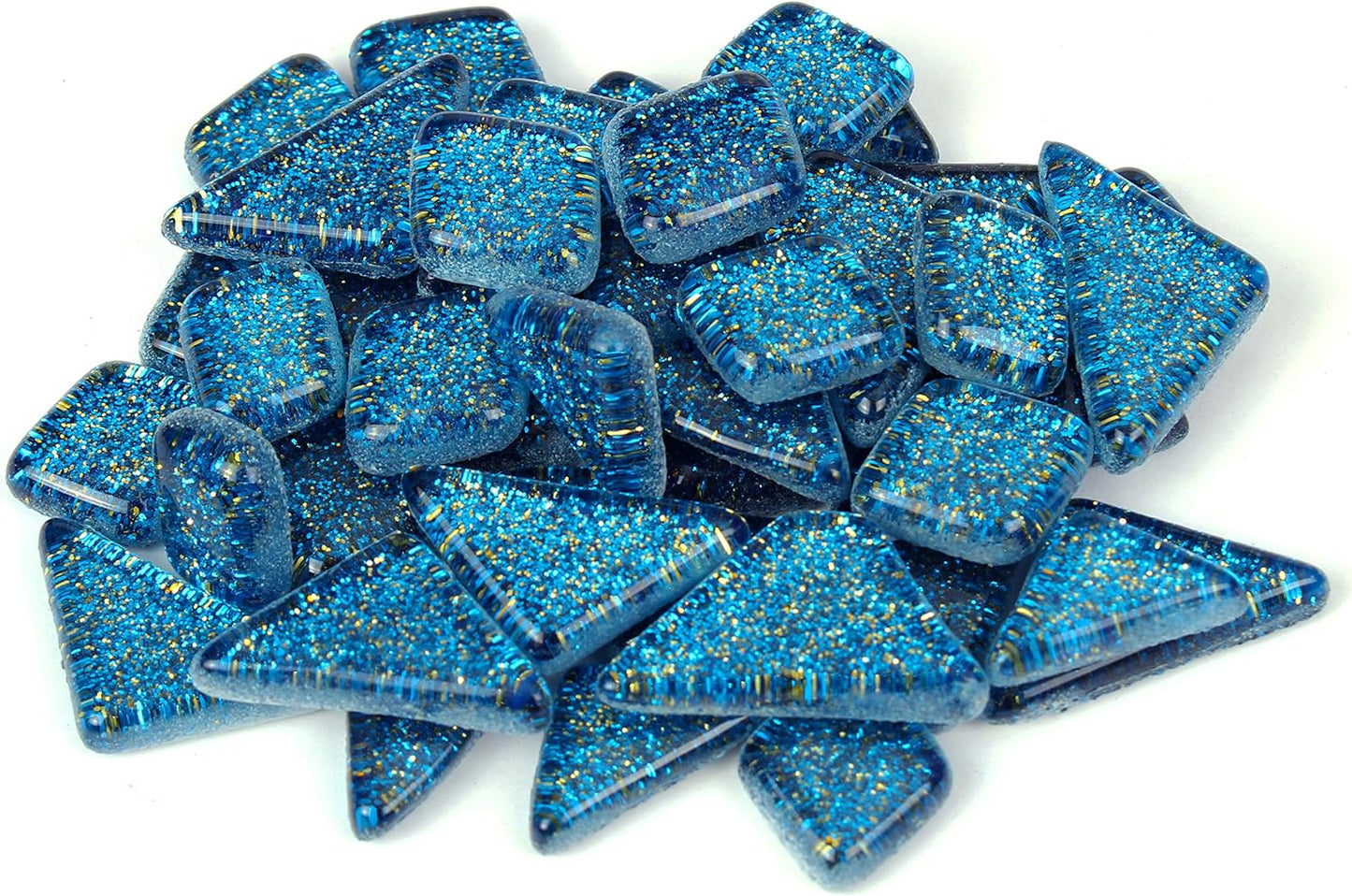 Aquamarine Glitter Smooth Mosaic Tile