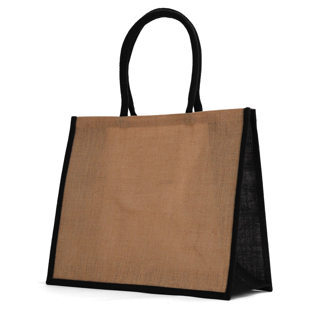 X - Large Black Burlap Tote Bag