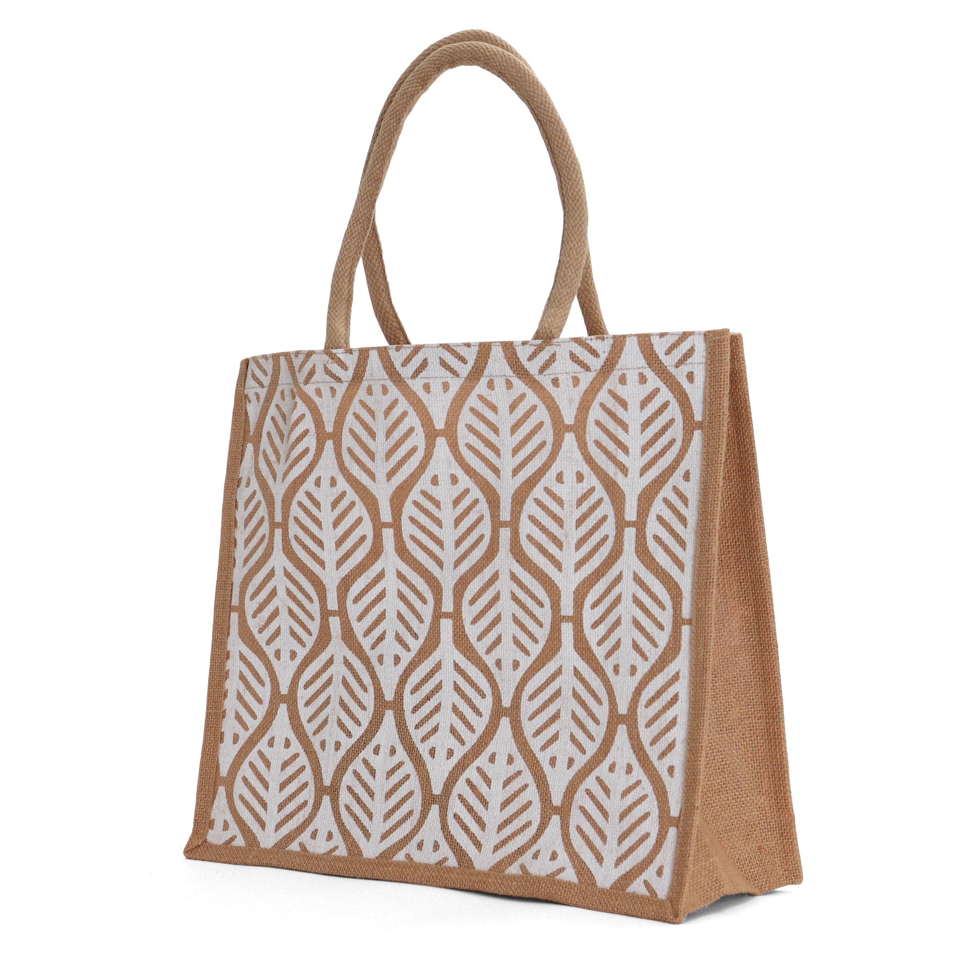 Large Leaf Burlap Tote Bag