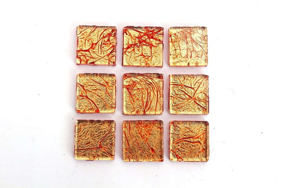Orange 3/4 Inch Foil Mosaic Tile