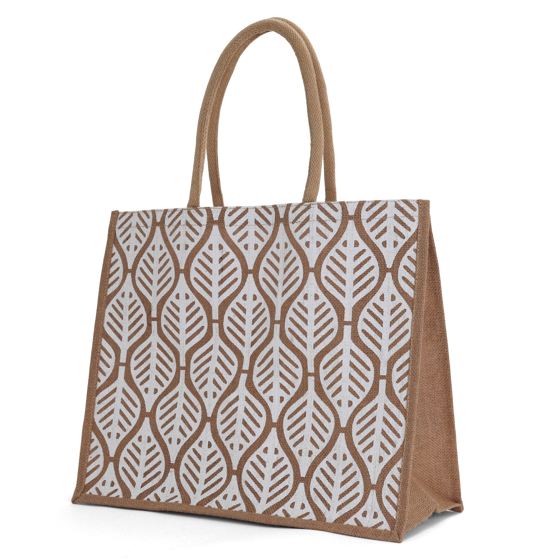 X - Large Leaf Burlap Tote Bag