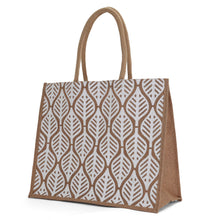 Load image into Gallery viewer, X - Large Leaf Burlap Tote Bag
