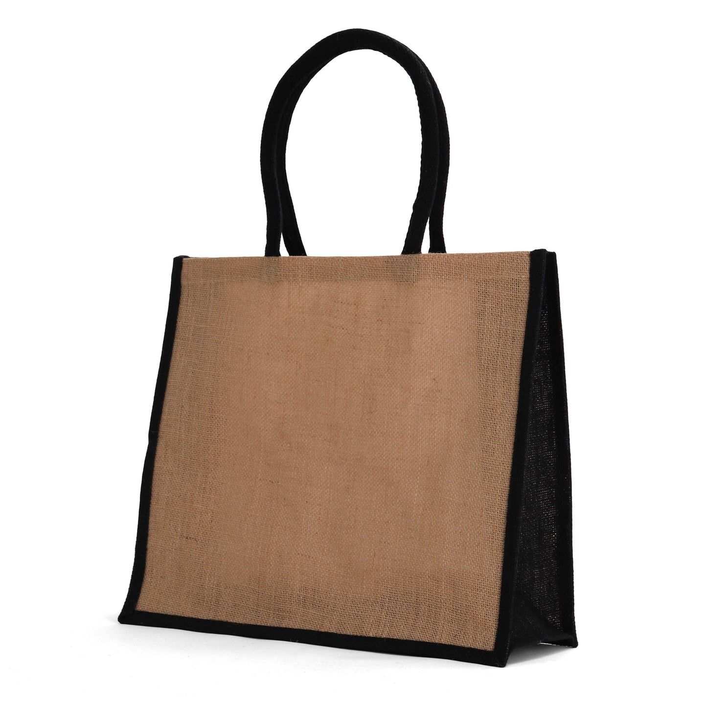 Large Black Burlap Tote Bag