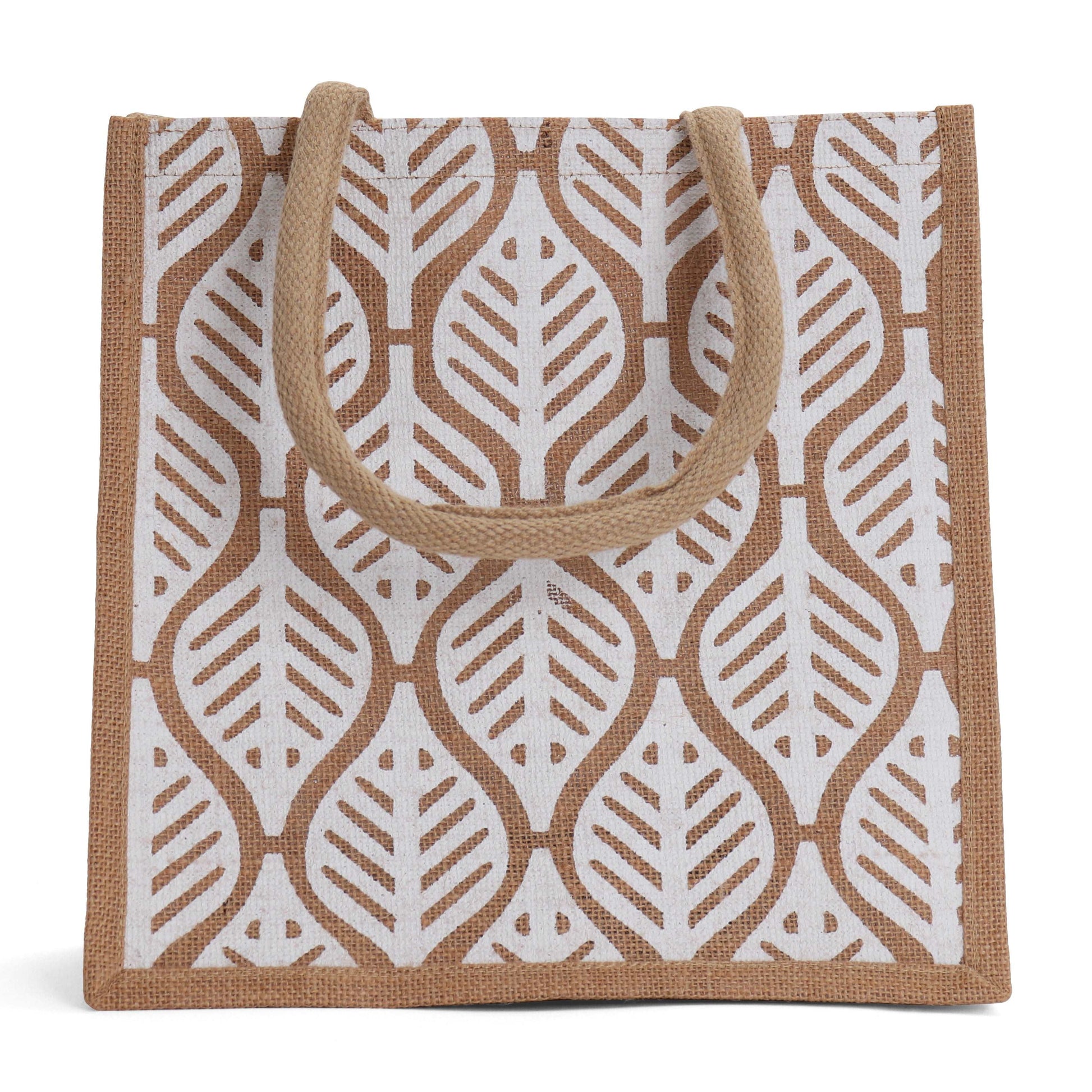 Medium Leaf Burlap Tote Bag