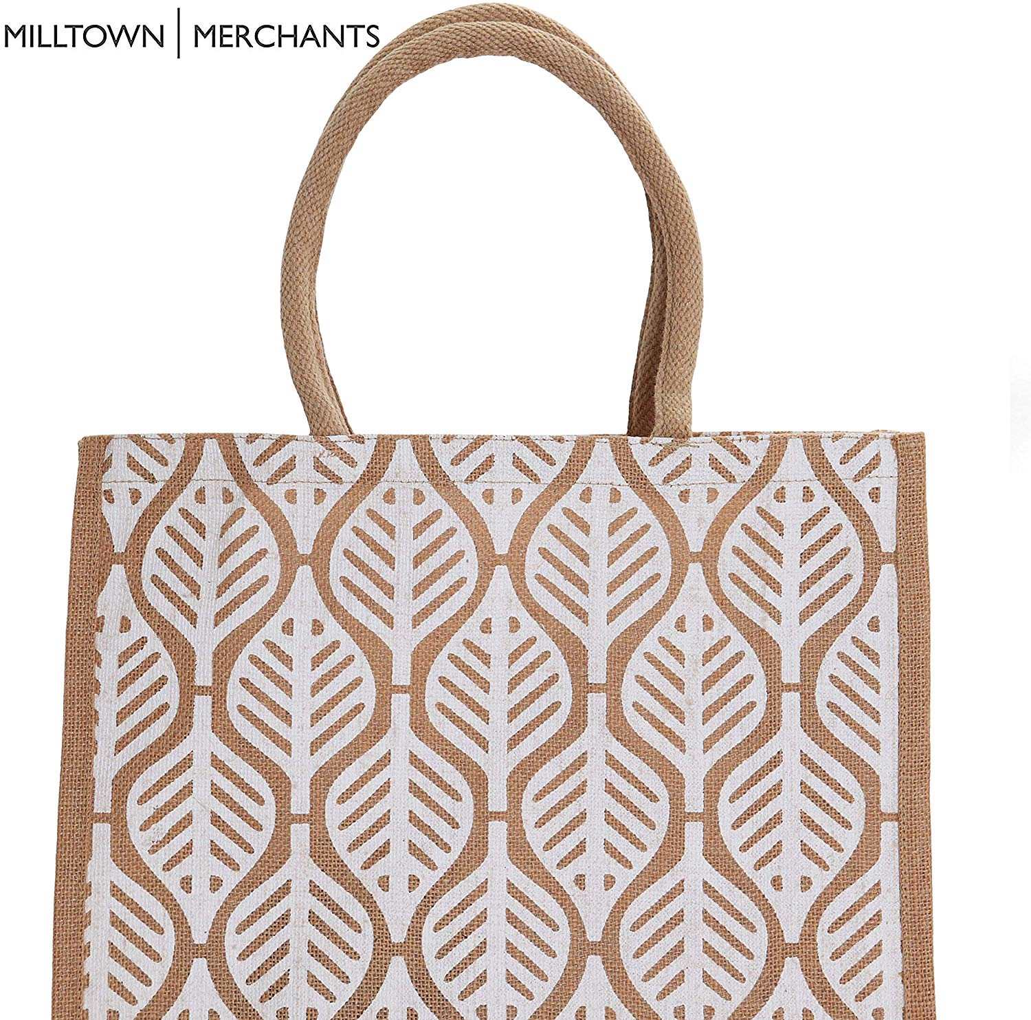 Large Leaf Burlap Tote Bag