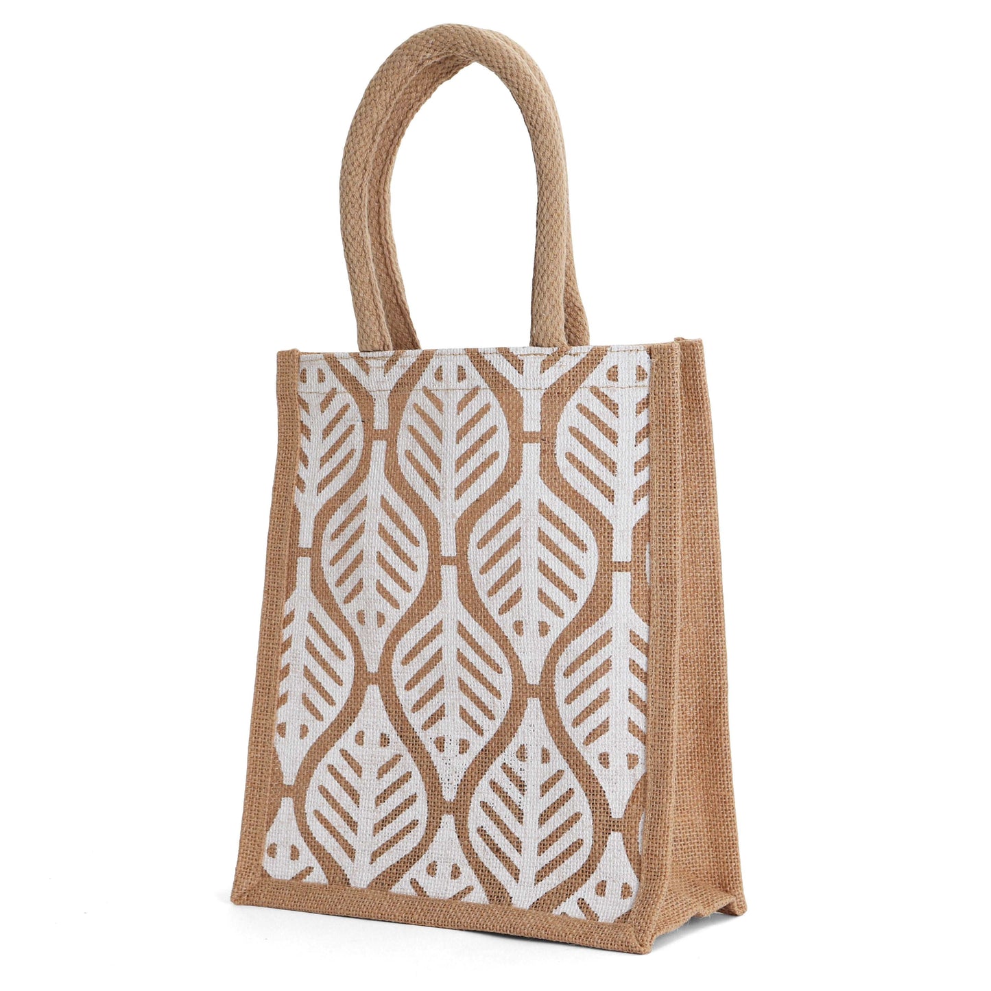 Small Leaf Burlap Tote Bag