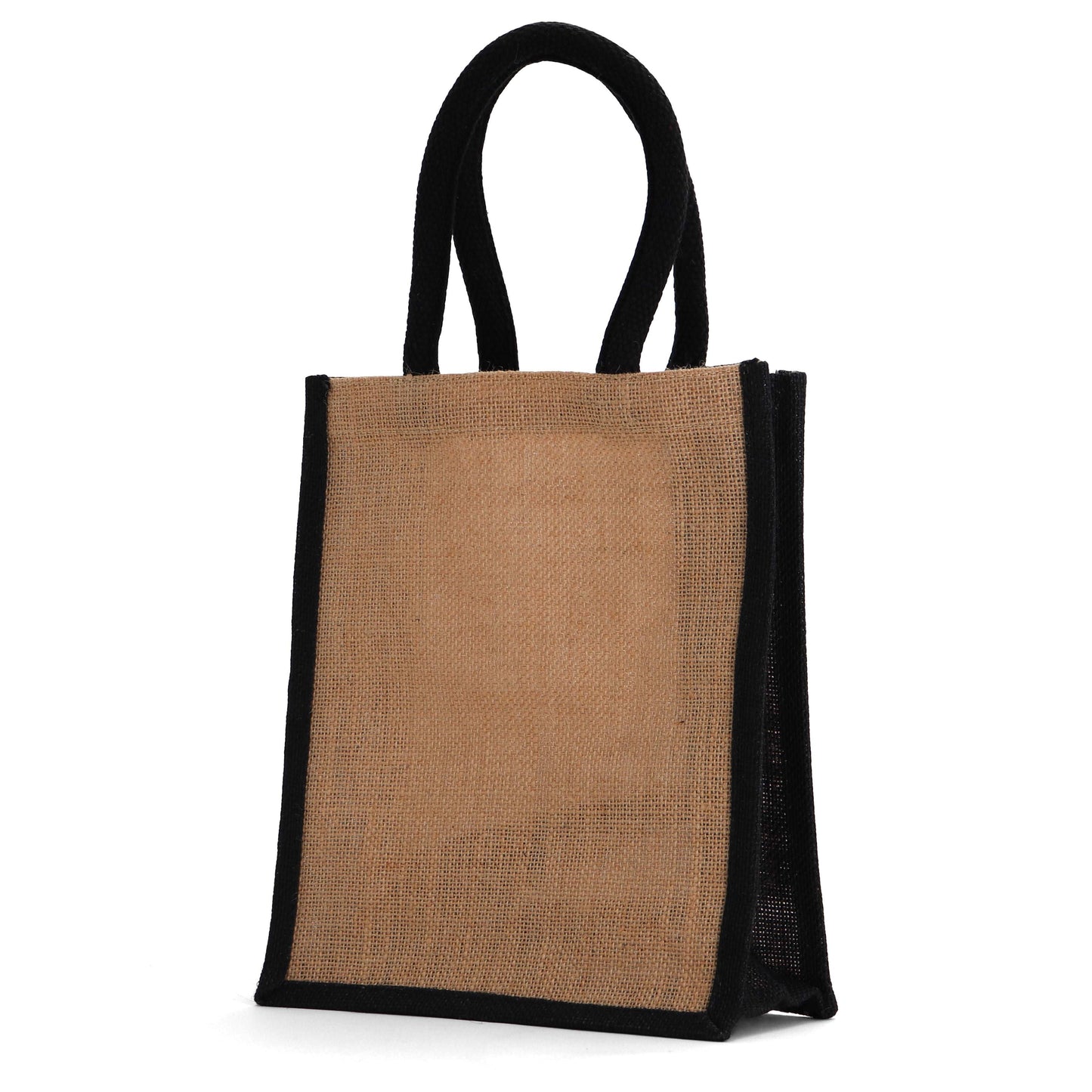 Small Black Burlap Tote Bag