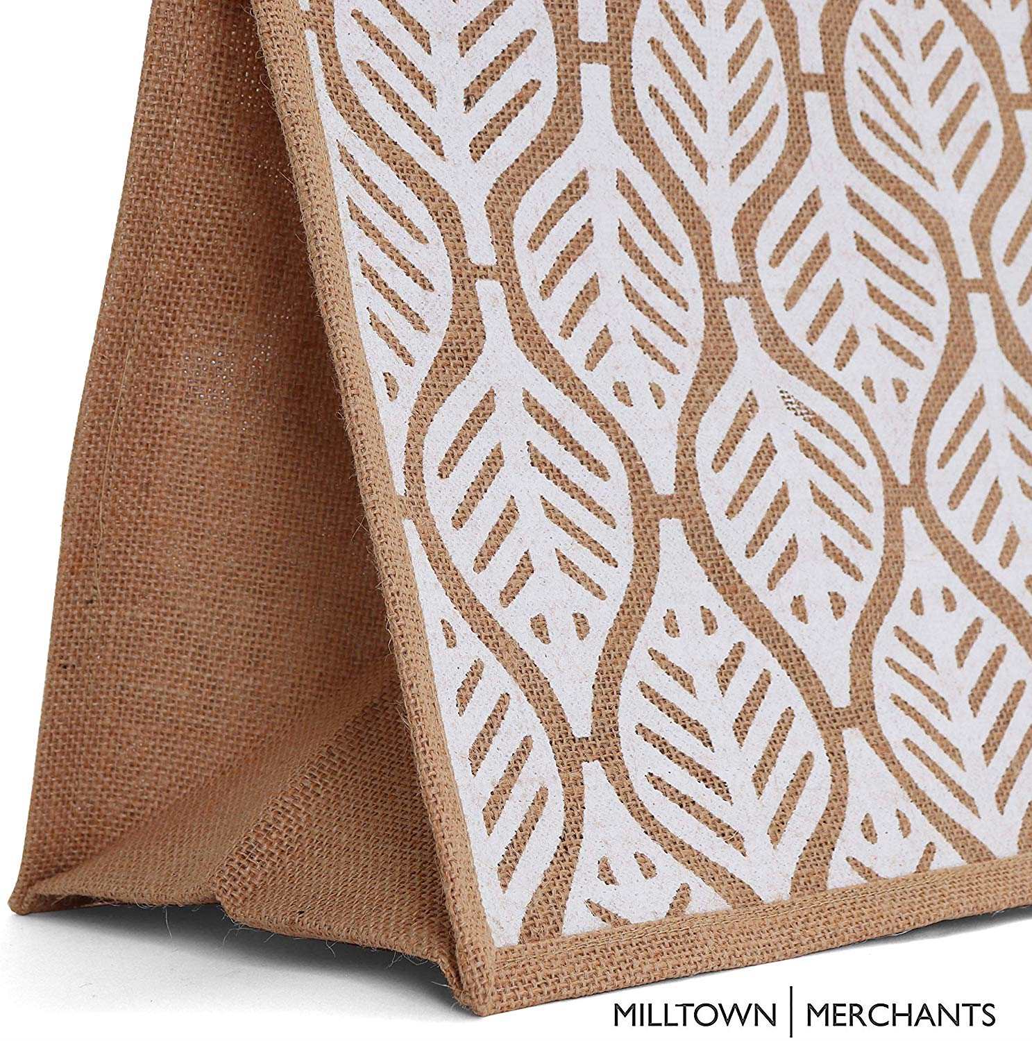 Medium Leaf Burlap Tote Bag