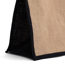 Load image into Gallery viewer, Large Black Burlap Tote Bag

