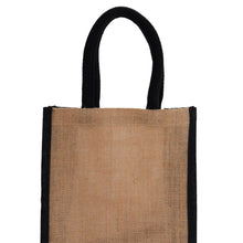 Load image into Gallery viewer, Small Black Burlap Tote Bag

