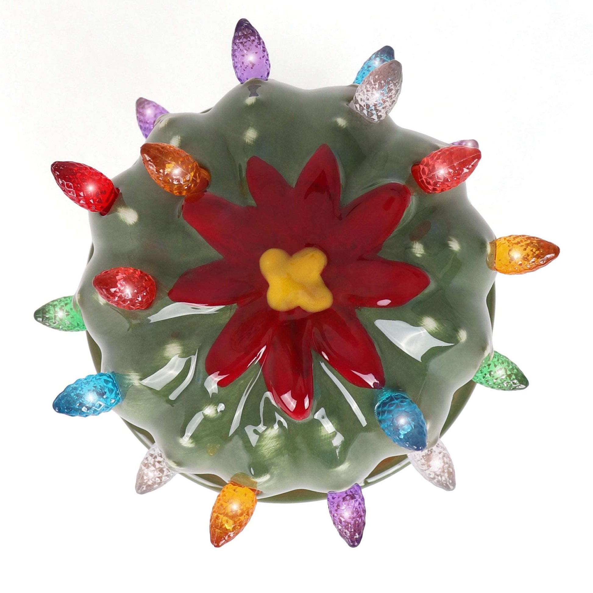 Ceramic Christmas Cactus Ball with Lights