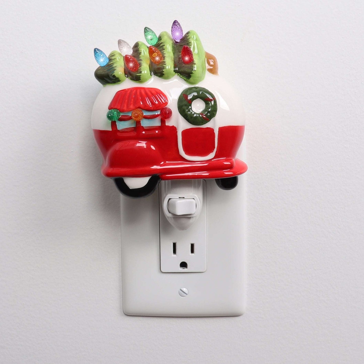 Ceramic Christmas Tree Night Light Camper