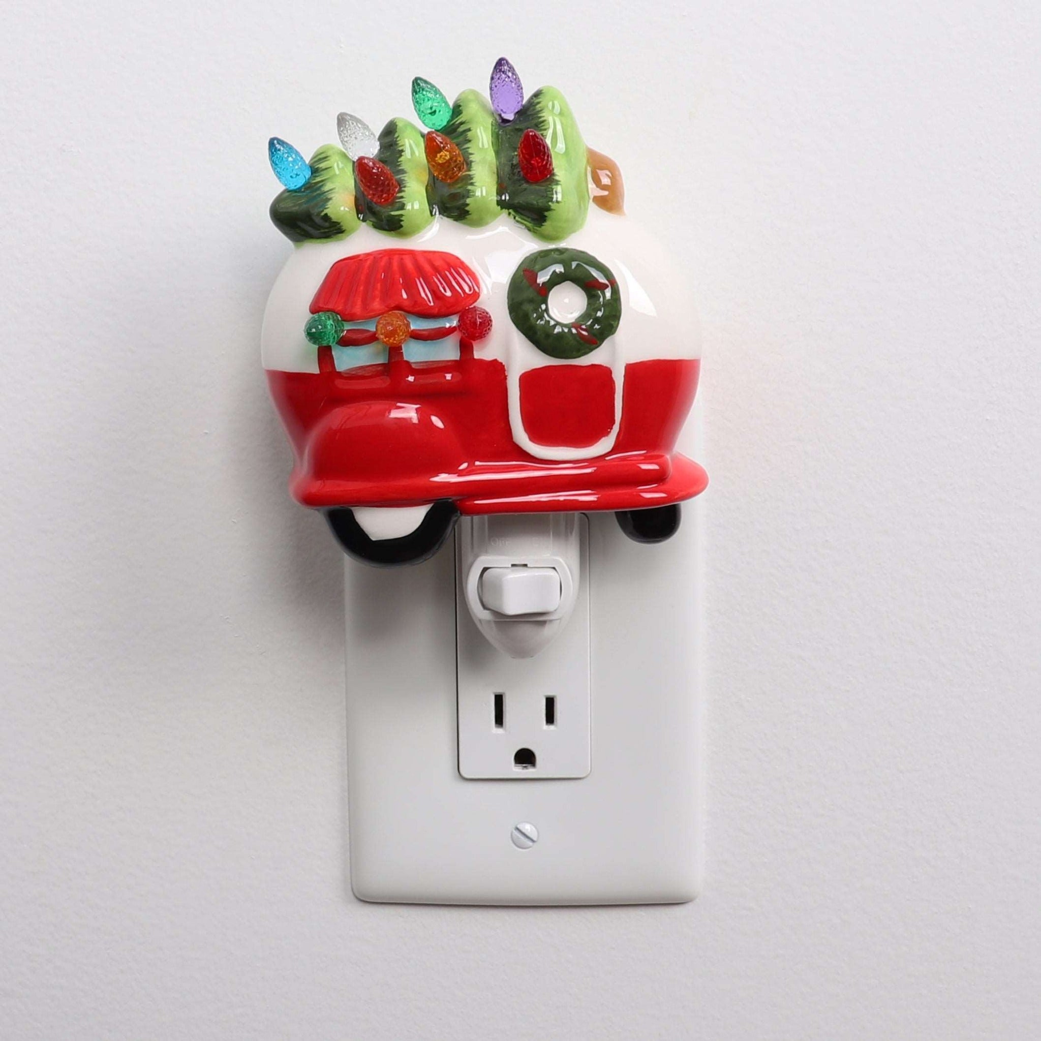 Ceramic Christmas Tree Night Light Camper
