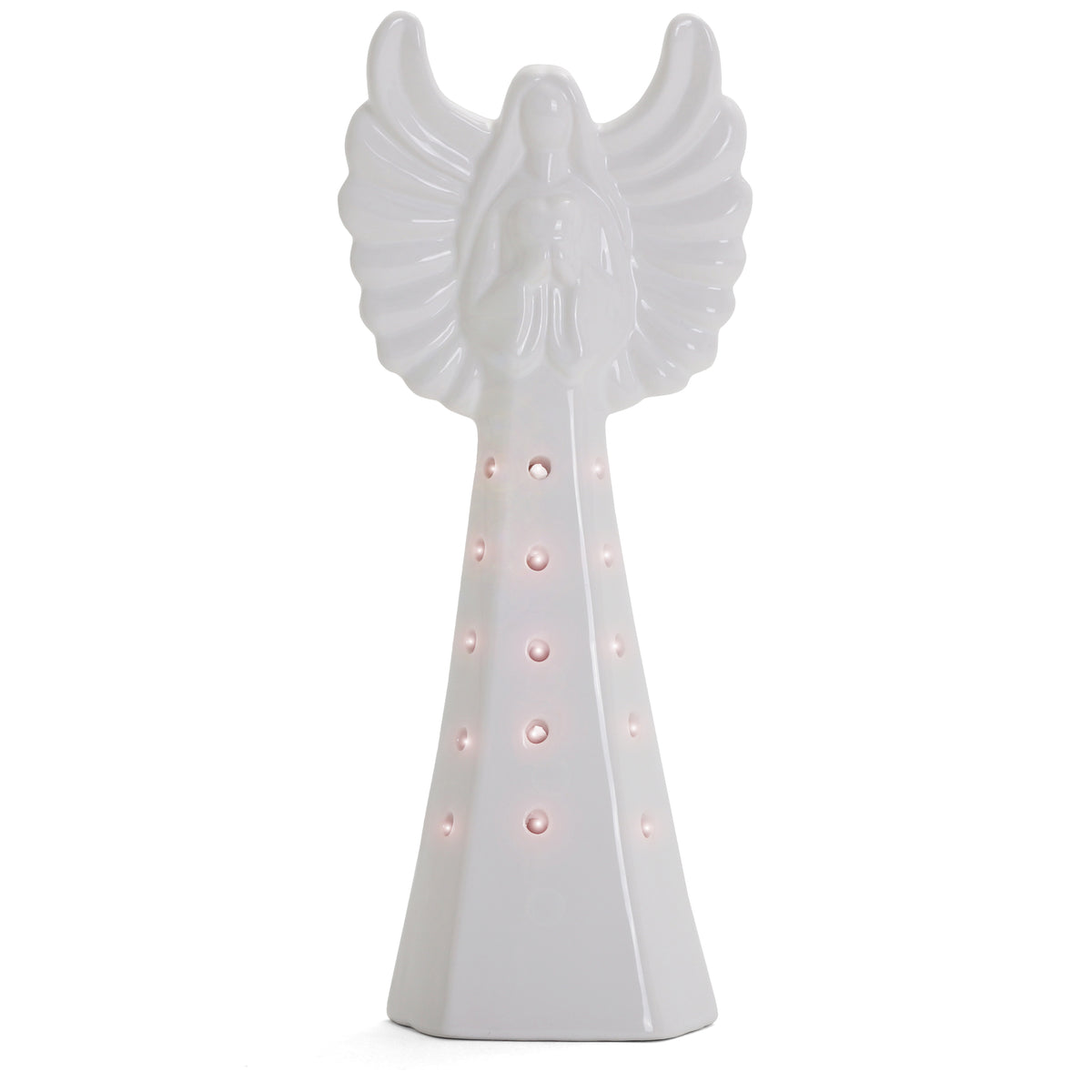 White Ceramic Angel High Gloss Light Up