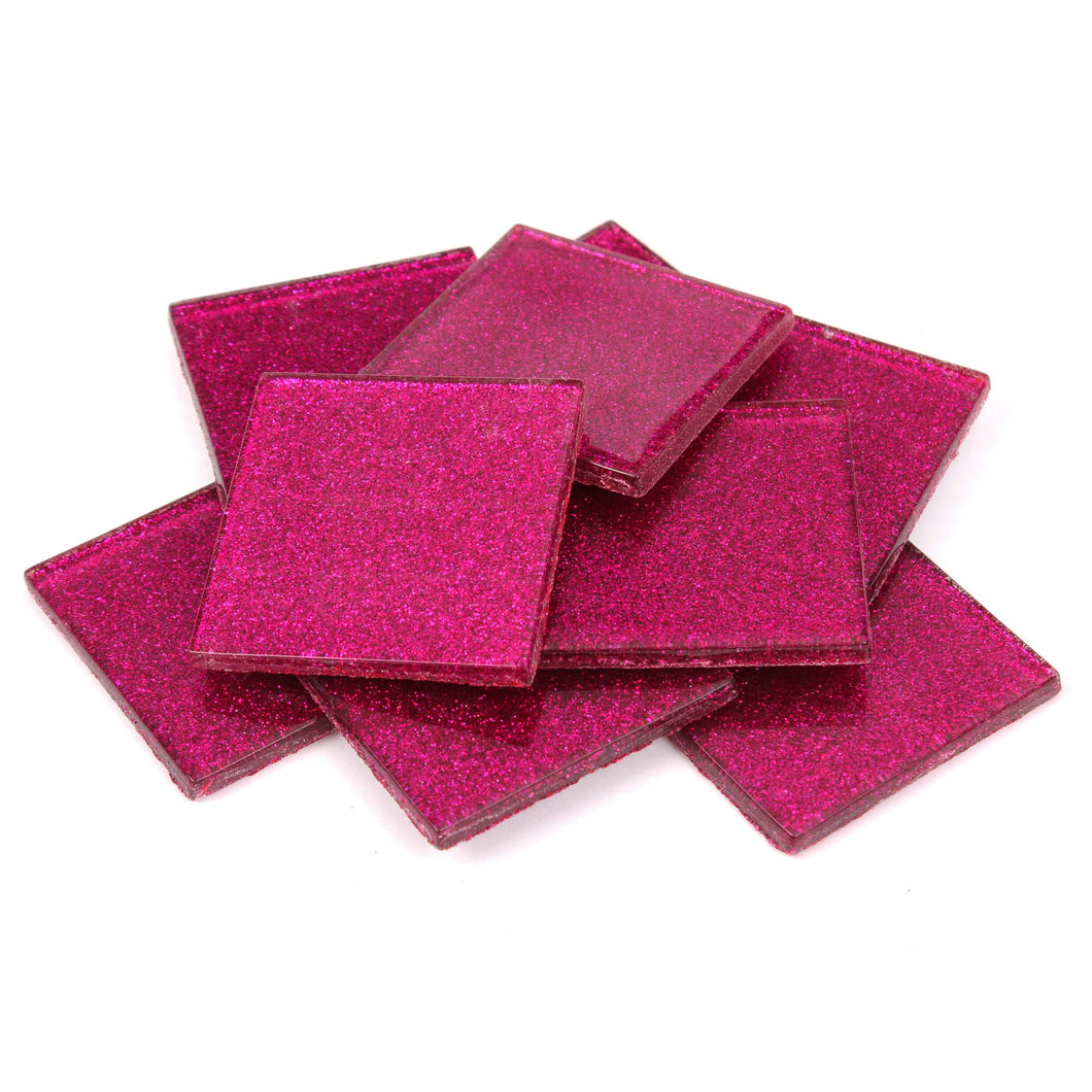 Hot Pink Glitter Tile 48mm
