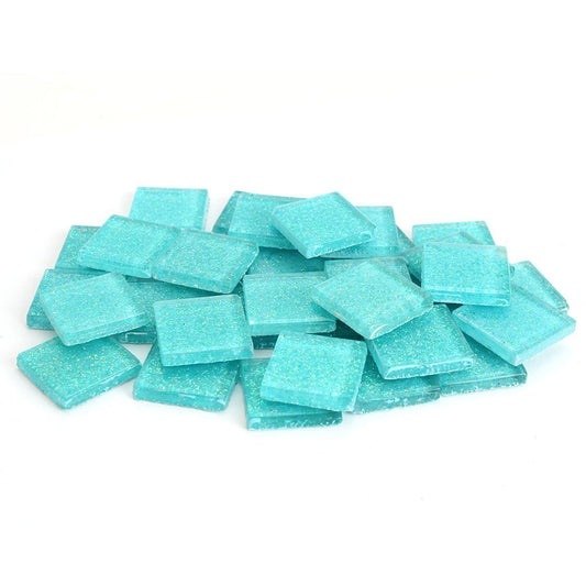 Ice Aqua Blue Glitter Tile 20 mm